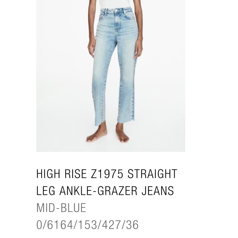 Zara High Rise Ankle-Grazer Jeans - Light Blue